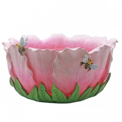 Resin Garden Pink Flower Planter