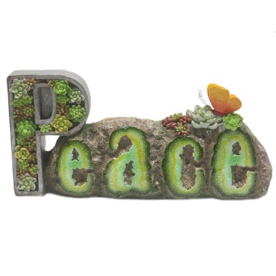 Fine Succulent Peace Garden Stone Decoration Resin Word Art